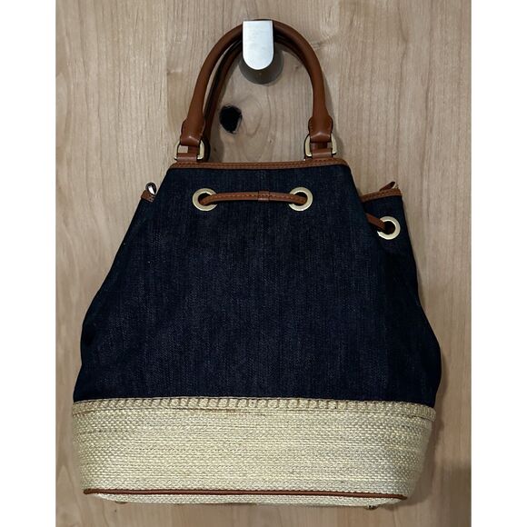 Michael Kors Marina Large Espadrille Denim Shoulder Bag EUC - Picture 3 of 9